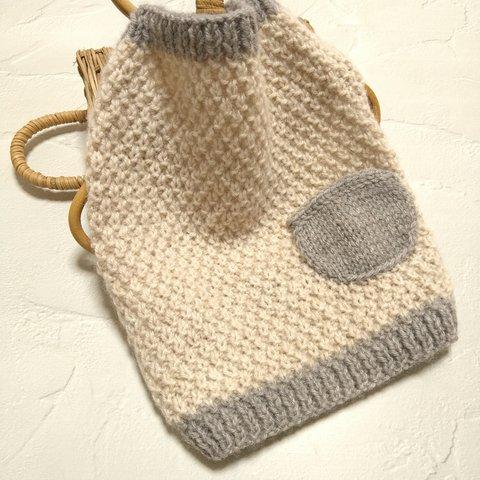 犬服　鹿の子編みセーター(オフホワイト＆ライトグレー)