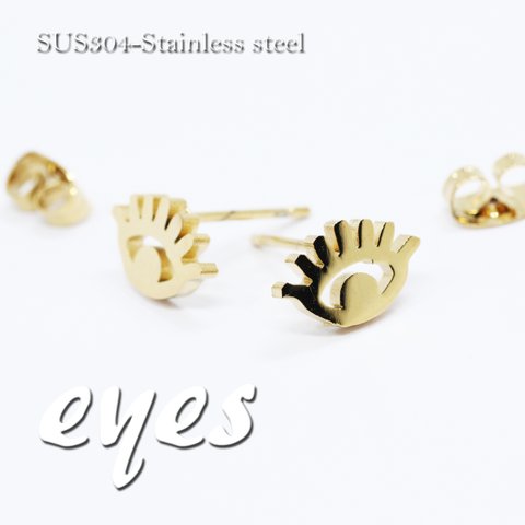 【6個】SUS304ステンレス-『金のプチおめめ 』ピアスポスト《ST-38》