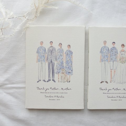 【F4号　結婚式　ご両親への記念品・贈呈品】オーダーメイド　似顔絵サンクスボード 