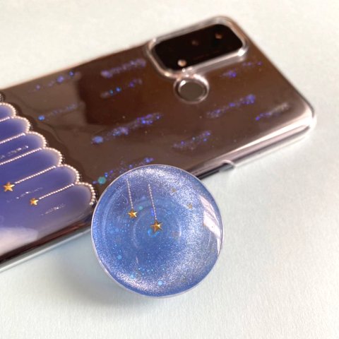 三日月とお星さまのスマホグリップ 落下防止 グリップトック スマホスタンド