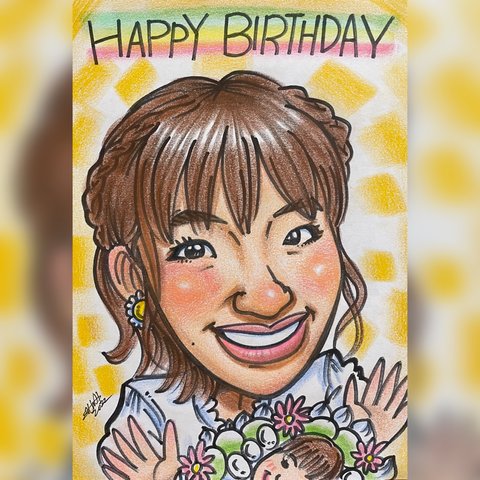 似顔絵オーダー　還暦　お誕生日　プレゼント　お祝い