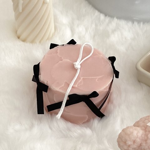 pink ribbon cake リボンケーキキャンドル 韓国キャンドル