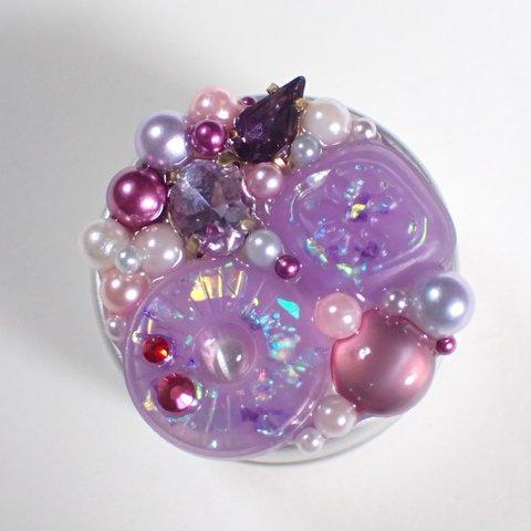 キラキラ可愛い小物入れ  レジン  パール ビジュー 紫 ピルケース アクセサリー入れ