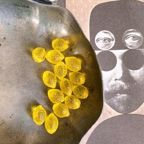 【6コセット】#czech beads#チェコビーズ　lemon🍋　15✖️11㍉lemon yellow