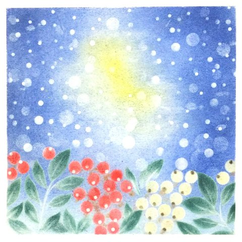 パステルアート(送料込み)   原画 「紅白の南天✨」