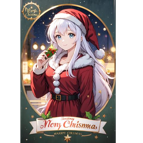 クリスマスカード　CHRISTMAS CARD　女性サンタクロース