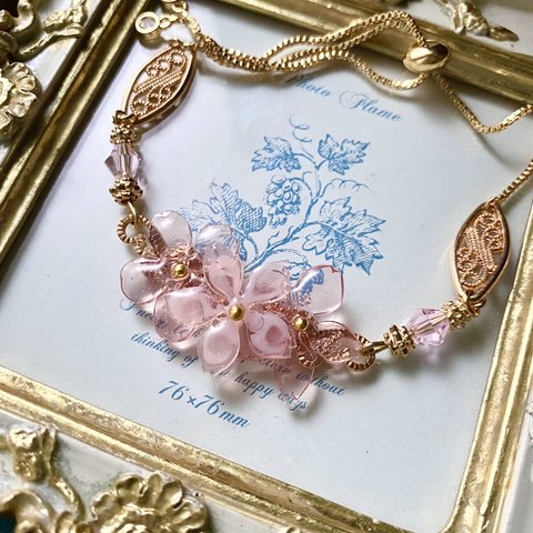 【受注販売】薄桜のブレスレット°･*:.｡