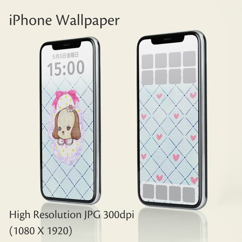 iPhone壁紙2 かわいい手描きイラスト ロック画面・ホーム画面用2点セット