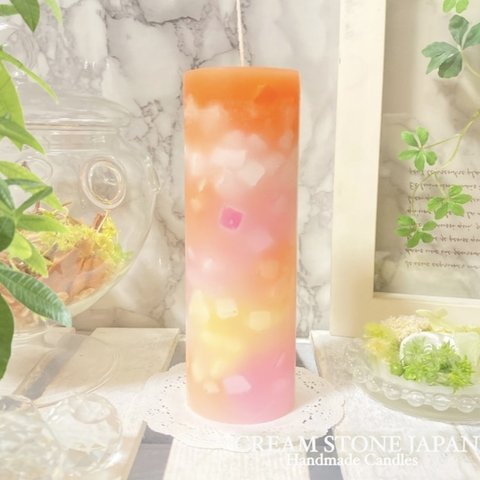 Φ5.1cm×H15cm ペタルキャンドル (オレンジ) № 000685  /Gradation Candle