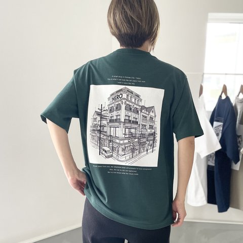 『2024新作』USAコットン バックプリントTシャツ ユニセックス 5色展開 【グリーン】