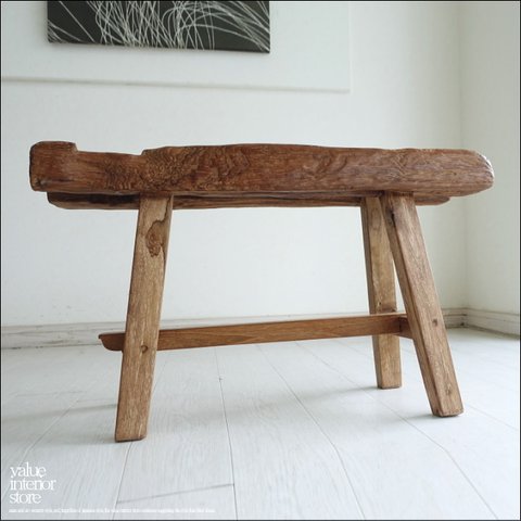 オールドチークベンチBol01 スツール 長椅子 古材家具 一枚板 無垢材 ナチュラル 椅子 イス プリミティブ 世界三大銘木