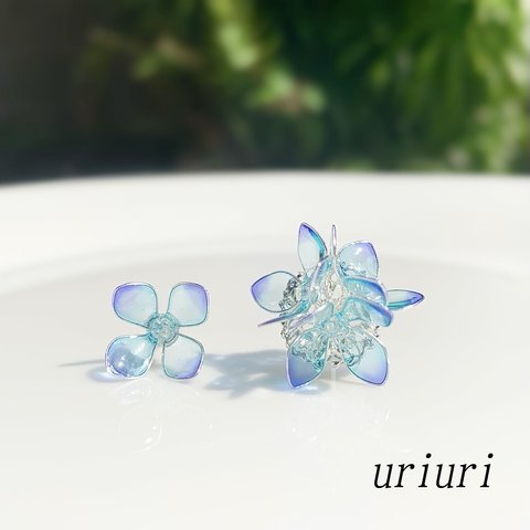 【再販11】青い紫陽花のピアス