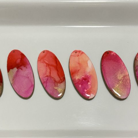 アルコールインクアート　キーリング(＊035)red × salmon pink