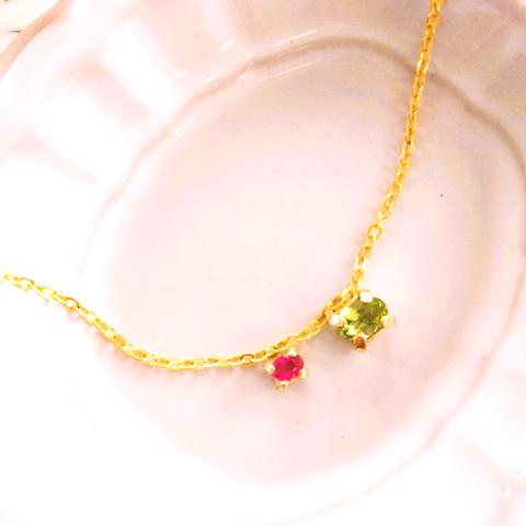 - kirakira -k18gp Sapphire & Ruby Necklace
