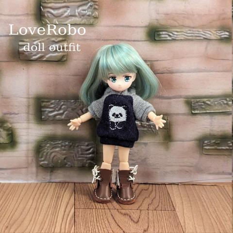 ＊オビツ11 半袖 フード付きパンダ柄 トレーナー ドール服 ねんどろいどどーる＊