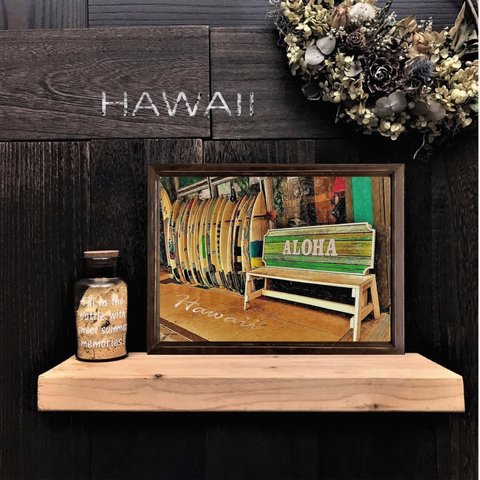 【送料無料】南国の風景☆HAWAII No.14                          フレーム付　A4サイズ