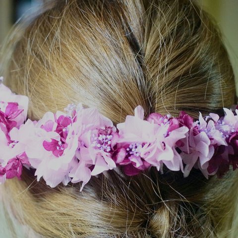 紫陽花とかすみ草のヘアピン☆ピンクウエディング