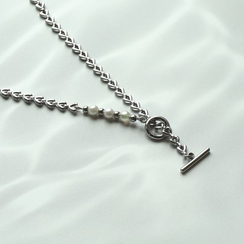 【ladies】　mantel pearl heart necklace silver マンテルパールハートネックレス　シルバー　（n2）