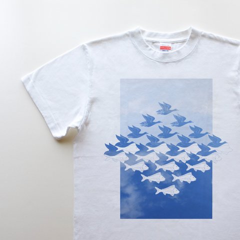 ◆◇ 千鳥千魚格子 5.6oz Tシャツ / white / メンズ