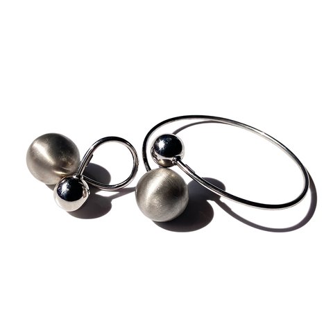 「UNOAERRE」 ITALY Silver 925 Double Ball Bangle × Ring Set