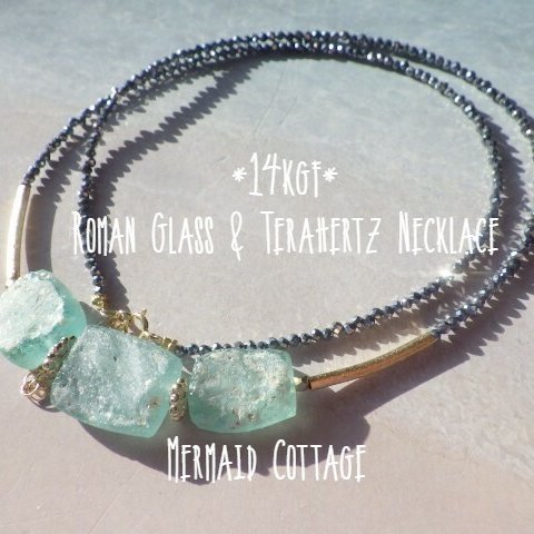 ☆再販☆*14kgf*Ancient Romanglass＆ Terahertz Necklace *２WAY* テルヘルツ