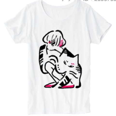 オリジナル「ネコかフクか?」Tシャツ 猫 女の子