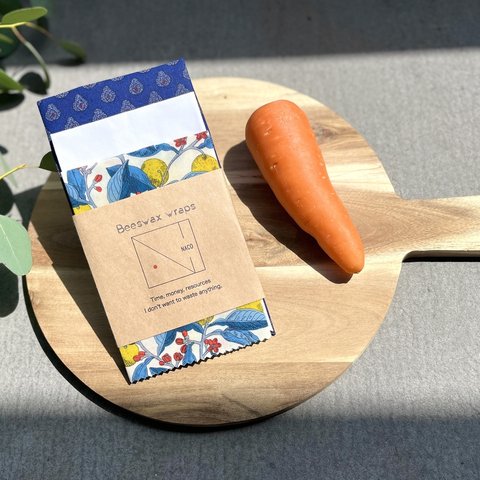 【在庫残1】Beeswax wraps [Blue lemon] めんどくさがり屋の蜜蝋ラップ