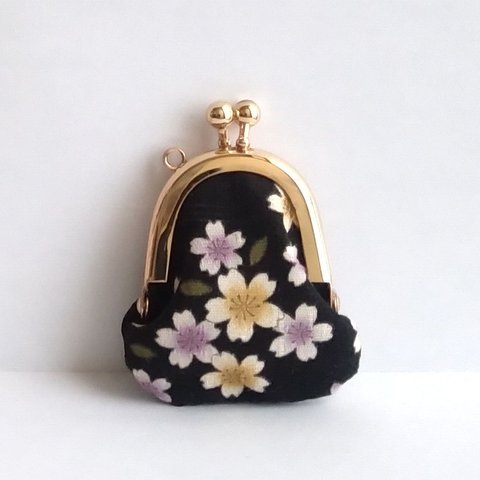 小さいがま口：豆姫：littlie purse 420：ちっちゃながま口：かわいいがまぐち：小さな財布：桜,桜吹雪,お花見,cherry blossom