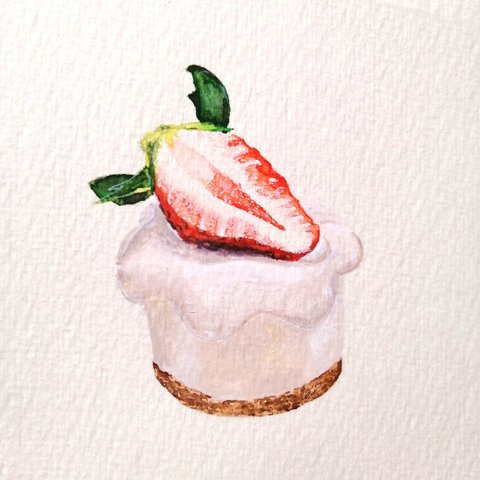 【水彩原画】スクエアのスイーツイラスト·カフェ·ケーキ