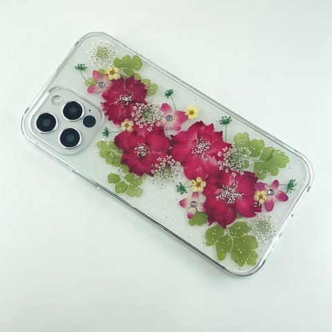 【ほぼ全機種対応スマホケース❁】押し花スマホケース NO.801 押し花＆レジン