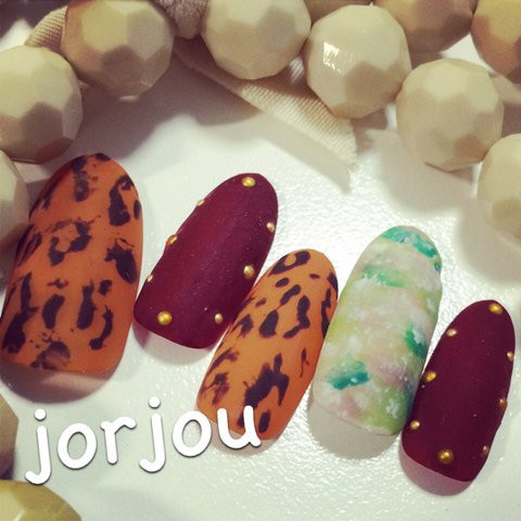 ネイルチップ リアルレオパードnail マットコート