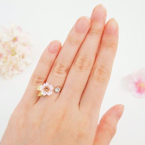 桜とルフレのリング -花の宴-　∗つまみ細工∗