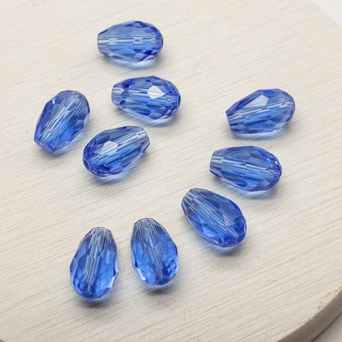 ＊18粒入り＊ ガラスビーズ ティアドロップ 縦穴 貫通 11x8mm 藤紫色 bz031