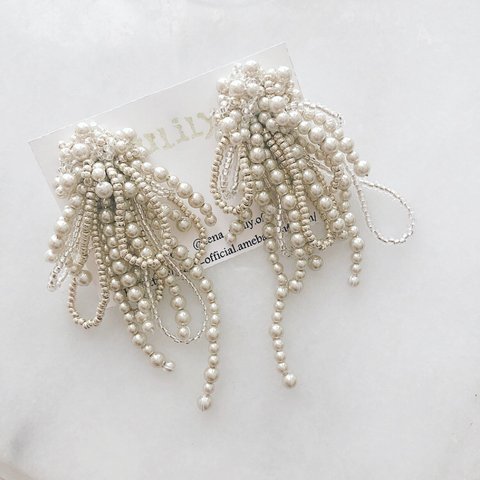 【resale】champagne gold × pearl shower＊ear accessory