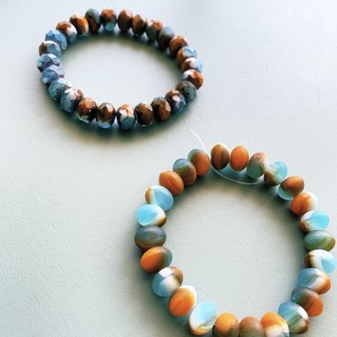 【JIRI rondel➕ donuts9✖️6㍉2連セット】JIRI＊IVANA#czech beads#チェコビーズ　combination light blue＊orange mix24f