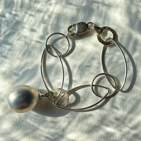 italian vintage bracelet  (glass pearl) silver925