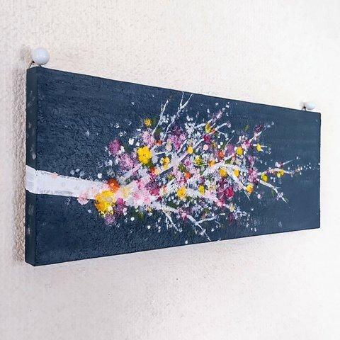 「夜空に咲く」抽象画＊コルクボードの原画＊壁飾り