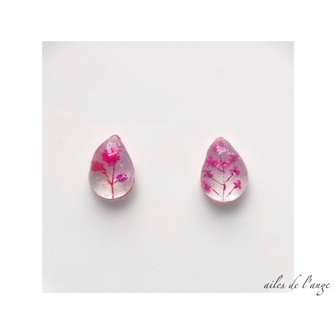 no.742 - dryflower(red&pink) drop  pierce 