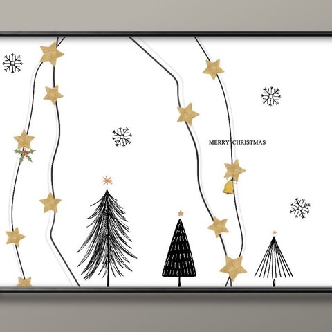 1-9197■ポスター　A3サイズ　『クリスマス ツリー』　アート　イラスト　北欧　デザイン　上級マット紙　　