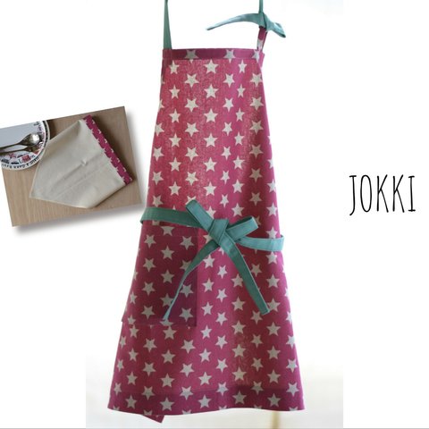 JOKKIのキッズエプロンと三角巾☆スター☆ pink