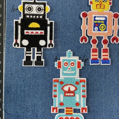 3枚入ロボット刺繍アイロンワッペン