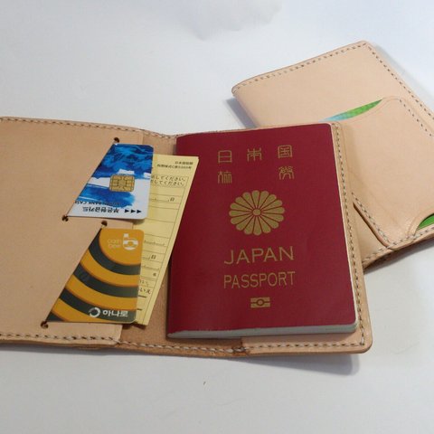 手縫い【染色可】パスポートケース PPC-02 Passport Case ヌメ革生成り 旅券入れ