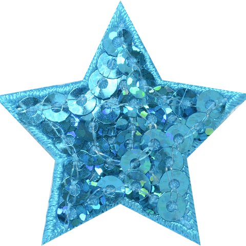 スパンコール星(ブルー)小アイロンワッペン