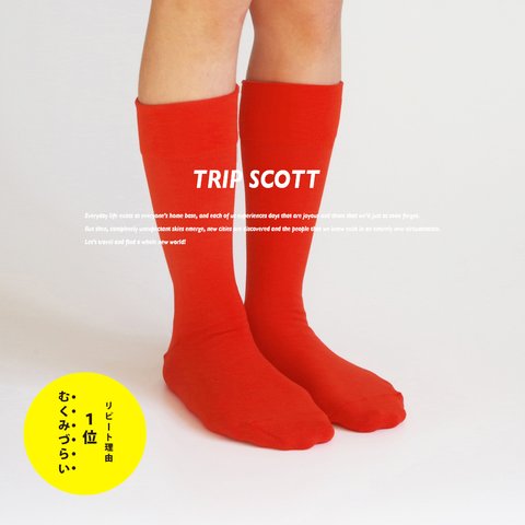 【靴下 レディース】キナリノ掲載 フィット感抜群「TRIP SCOTT」TYPE/S-01 Red レッド 赤 速乾 丈夫 人気 かわいい プレゼント 長持ち ギフト