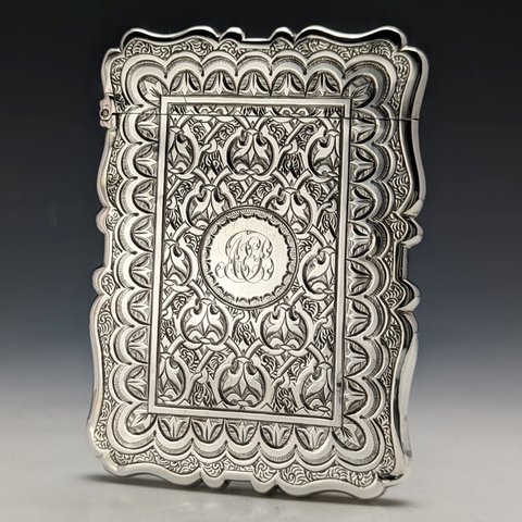 1870年 英国アンティーク 純銀（925シルバー）カードケース 60g Frederick Marson