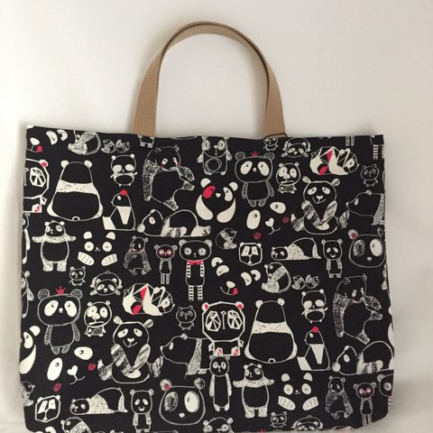 《SALE》パンダのレッスンバッグ 入園 入学 手提げ 30×40