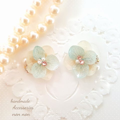 空色紫陽花のピアス