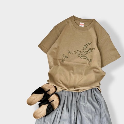 Tシャツ「bird」サンドカーキ