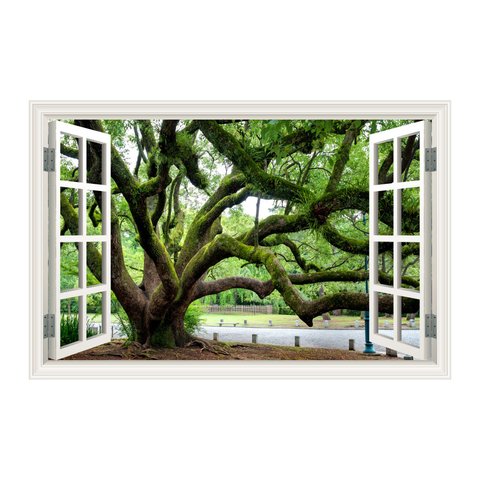 ウォールステッカー 窓枠 樹木 wkwd13s ツリー 森林 グリーン 風景 景色 公園 シール