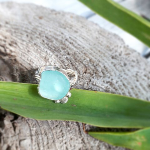 【16号】silver925 seaglass ring